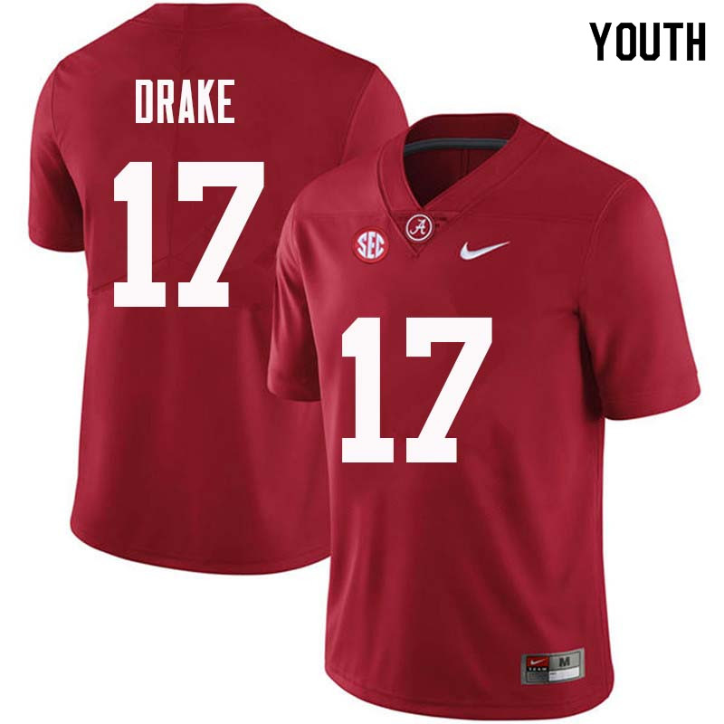 Alabama Crimson Tide Youth Kenyan Drake #17 Crimson NCAA Nike Authentic Stitched College Football Jersey YZ16K04HU